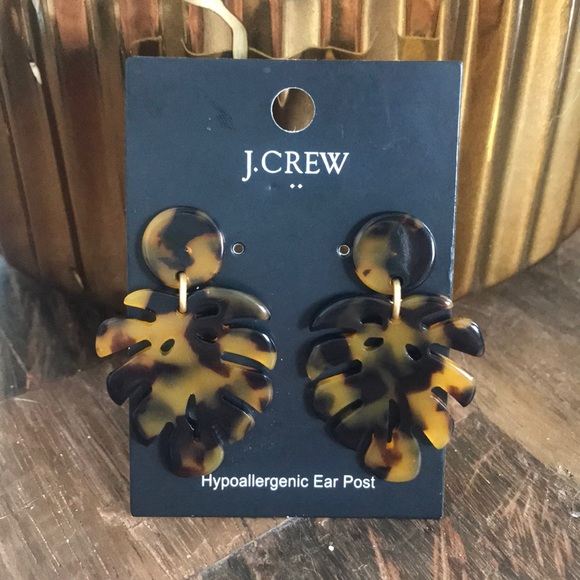 J.Crew Tortoise Leaf Statement Earrings - Picture 3 of 3